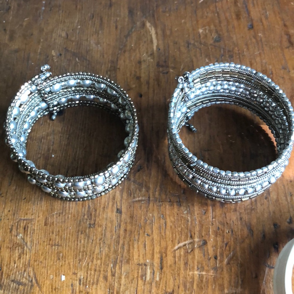 Silver and gold bracelets